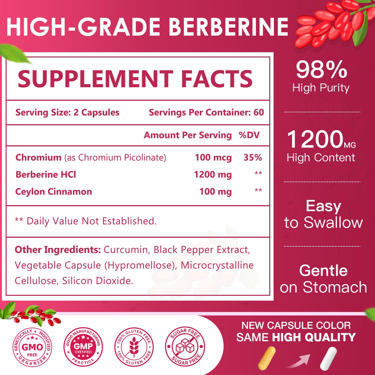 NATURE TARGET Berbérine 1200mg capsules vue de près
