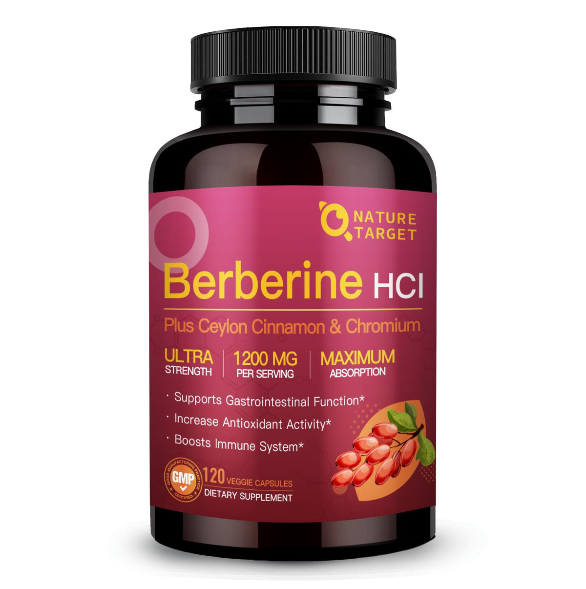 NATURE TARGET Berbérine 1200mg flacon de 120 capsules