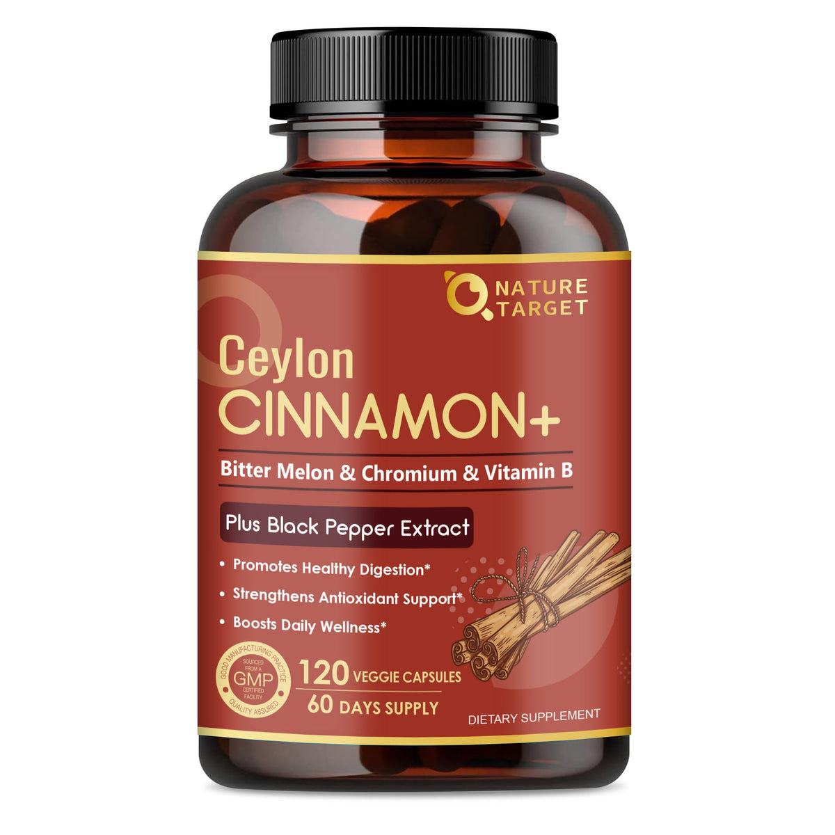 NATURE TARGET Cannelle de Ceylan 120 capsules vue de face