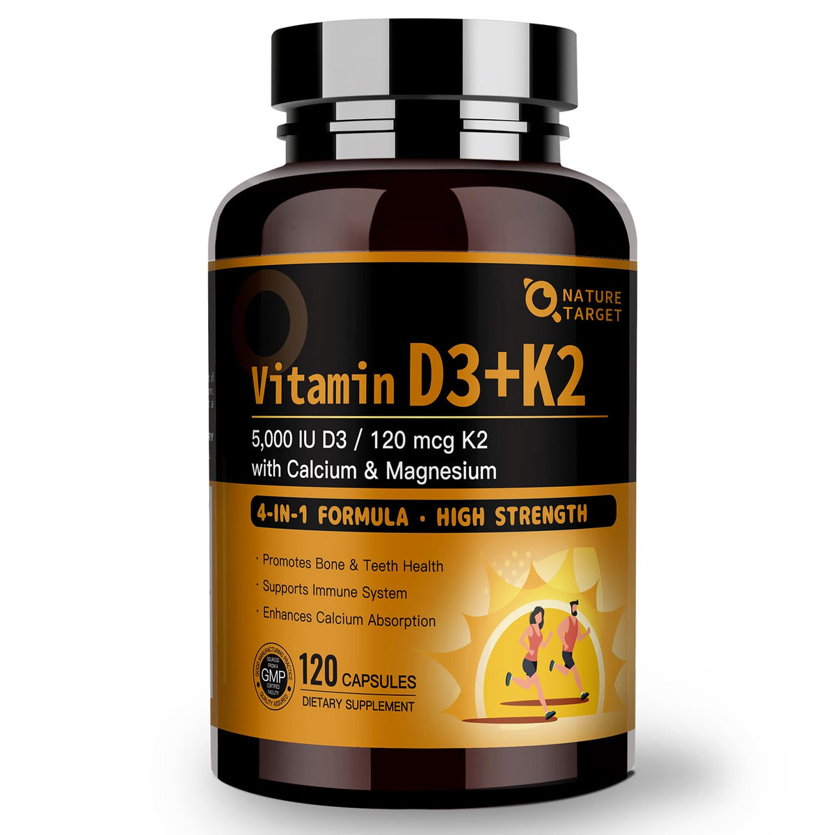 NATURE TARGET Complément Alimentaire D3 K2 120 Capsules - vue de face