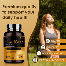 NATURE TARGET Complexe Vitamines D3 K2 5-en-1 avec fond neutre