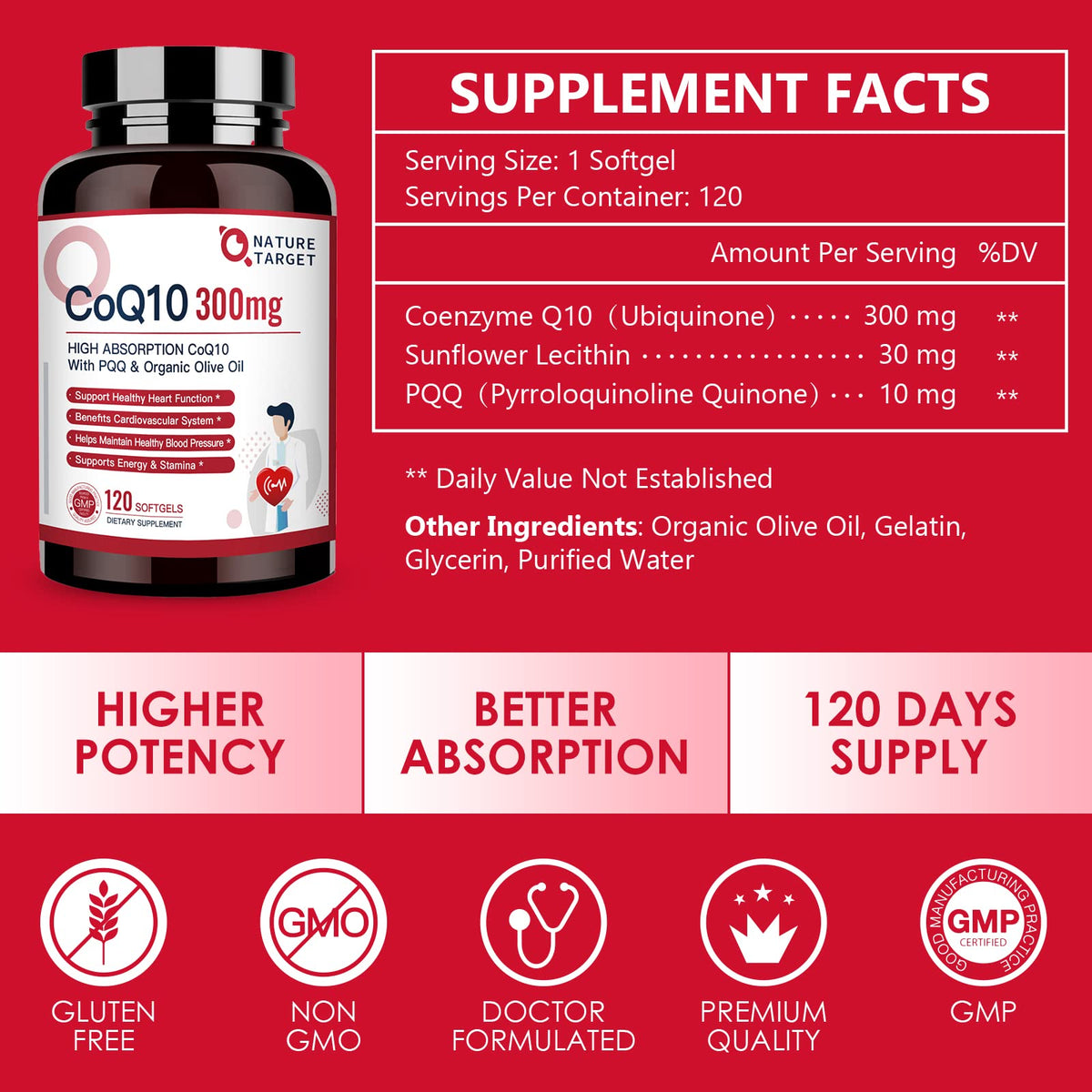 NATURE TARGET CoQ10 300mg capsule molle vue de près