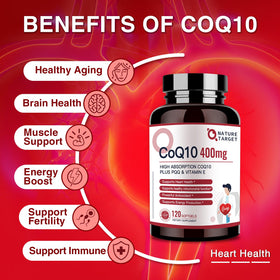 NATURE TARGET CoQ10 400mg gélules sur une table