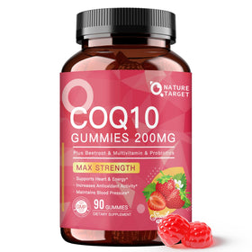 NATURE TARGET Gummies CoQ10 200mg saveur fraise, vue de face