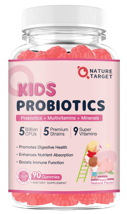 NATURE TARGET Gummies Multivitamines et Probiotiques Pêche, emballage avant