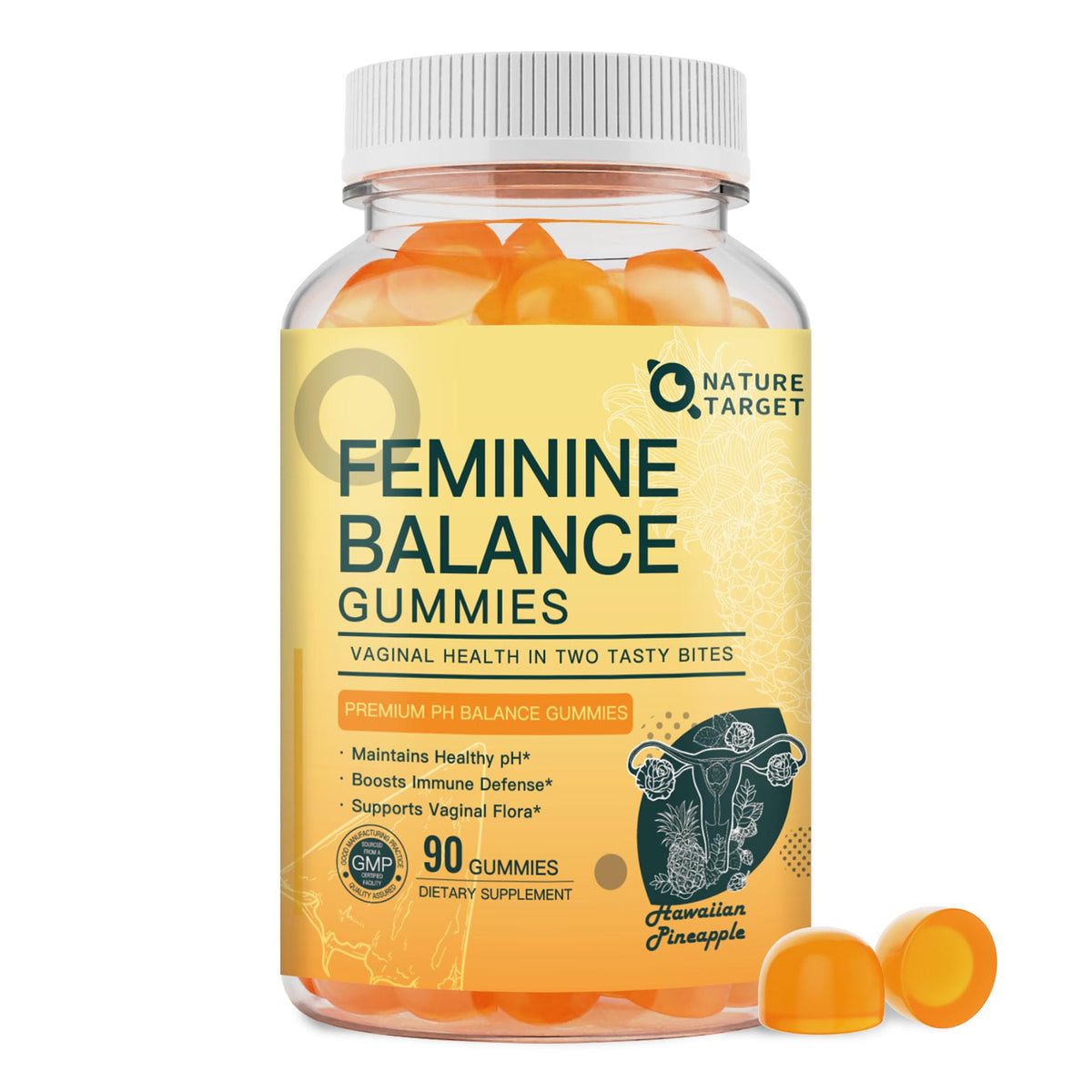 NATURE TARGET Gummies pH Équilibre Femmes 90 Comp. vue de face