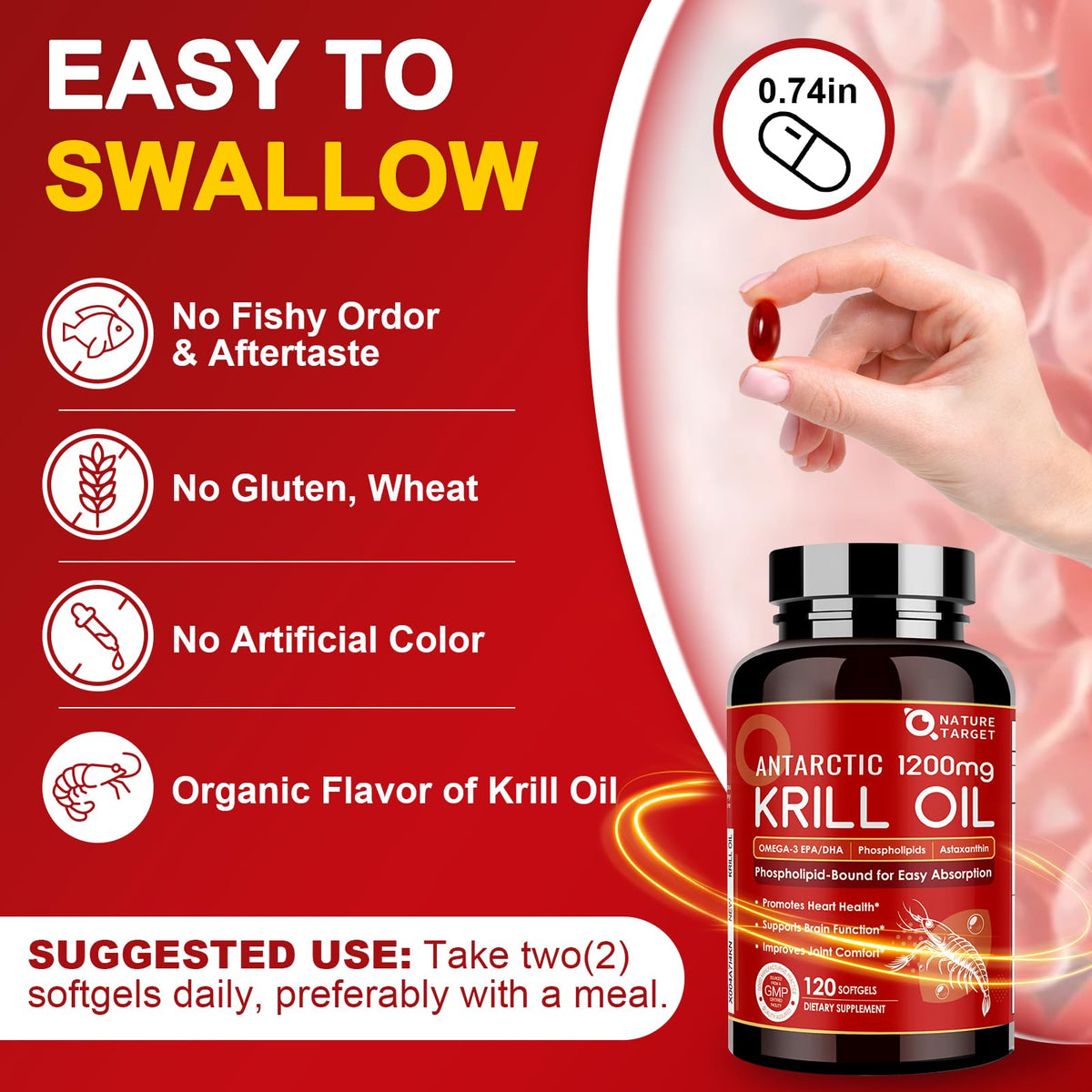 NATURE TARGET Huile de Krill 1200mg gélules molles ouvertes