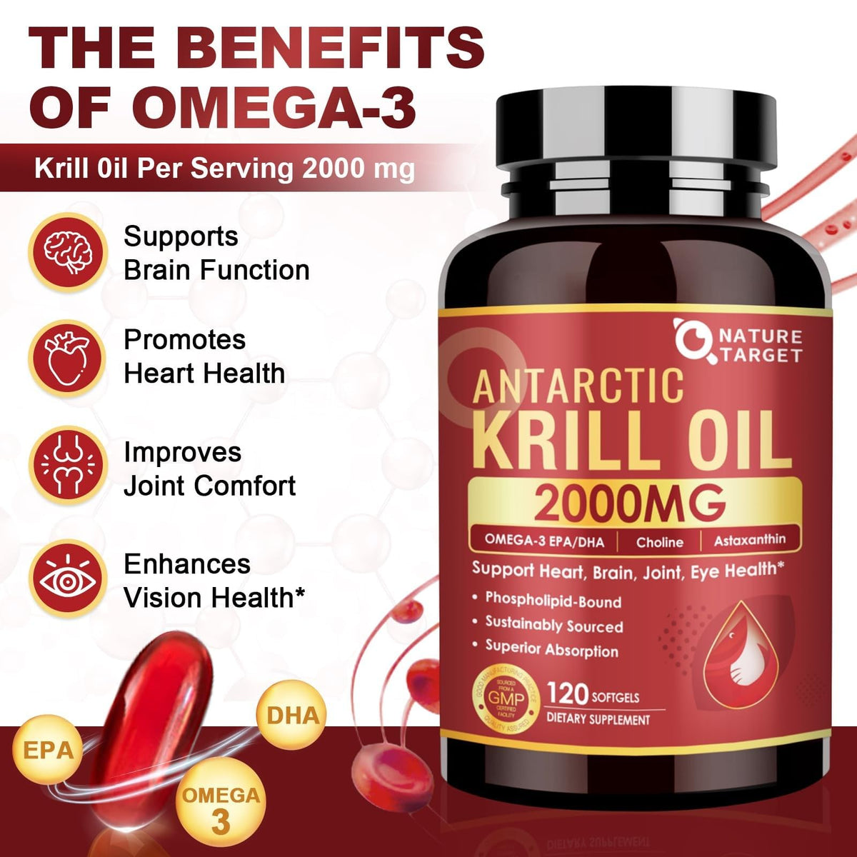 Nature Target Huile de Krill 2000 mg gélule douce vue de face