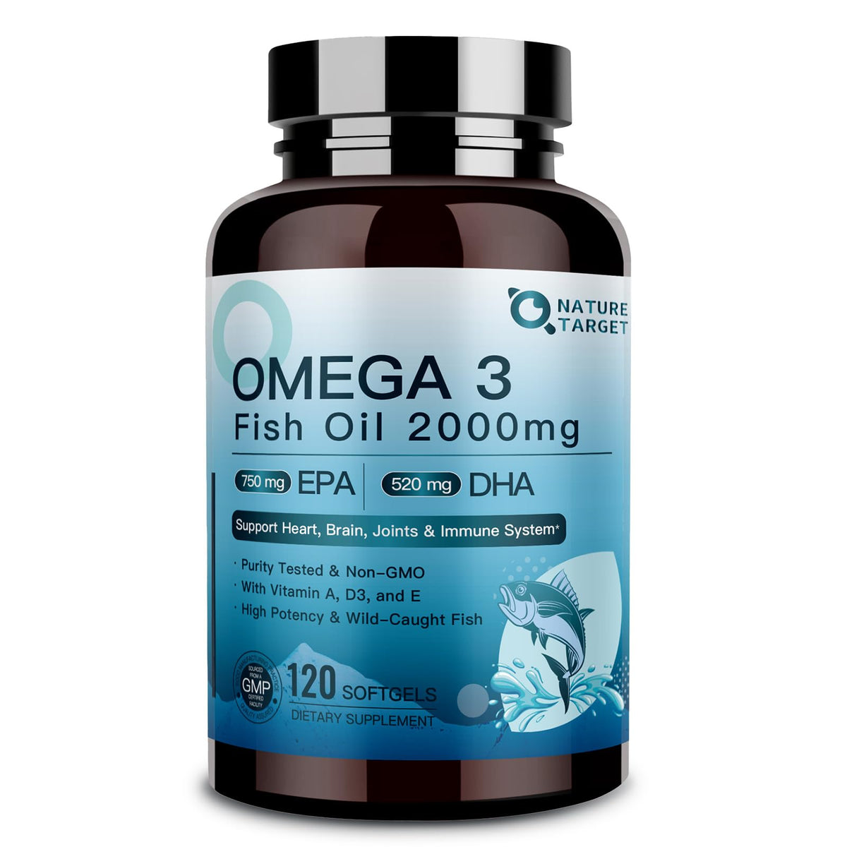 NATURE TARGET Huile de Poisson Omega 3 2000mg boîte avant