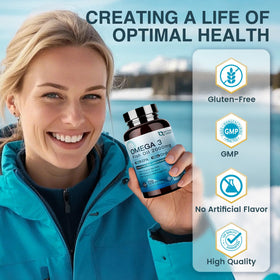 NATURE TARGET Huile de Poisson Omega 3 2000mg gélules avec verre d'eau