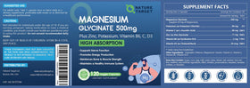 NATURE TARGET Magnésium Glycinate 500 mg capsules avec ingrédients listés