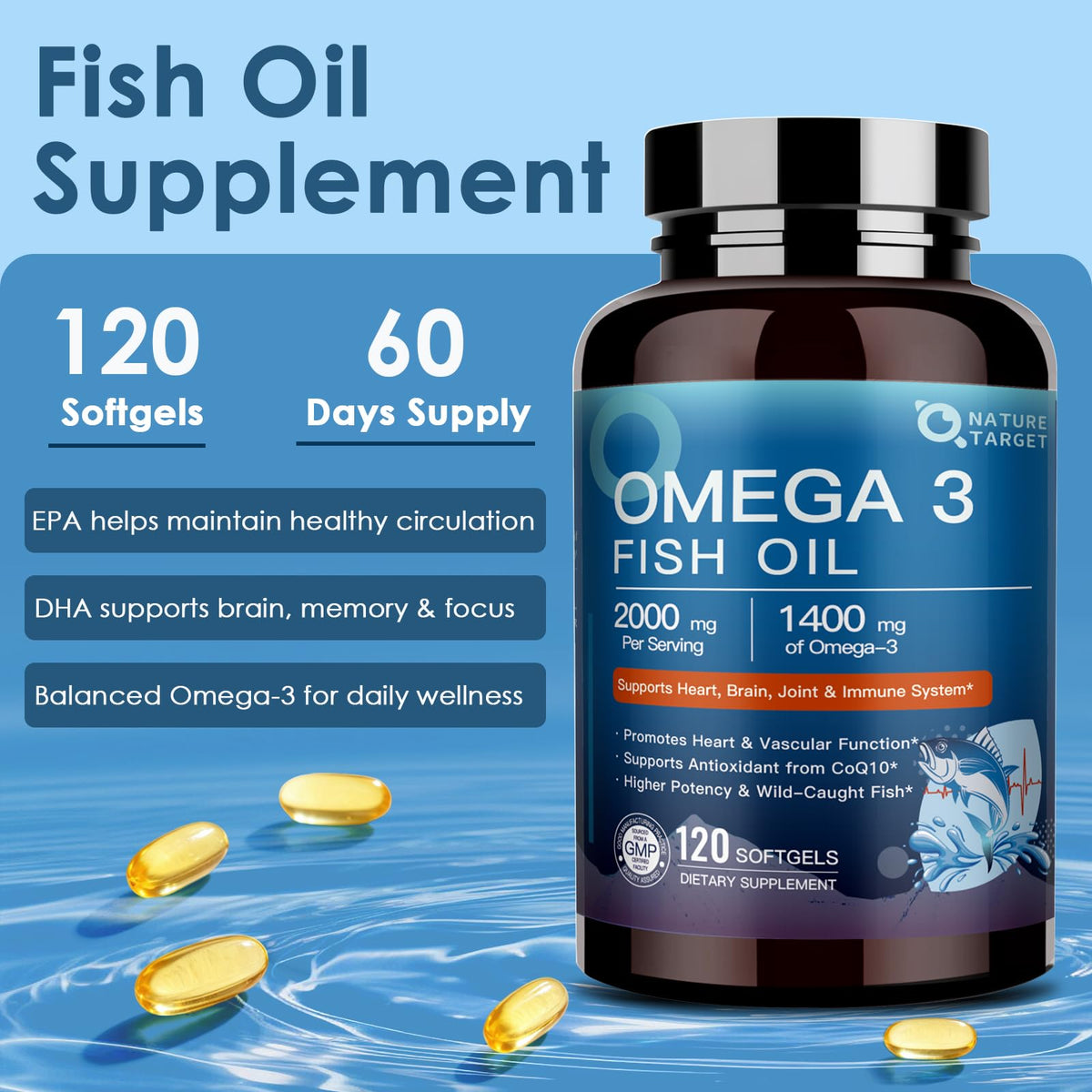 NATURE TARGET Omega 3 emballage et gélules