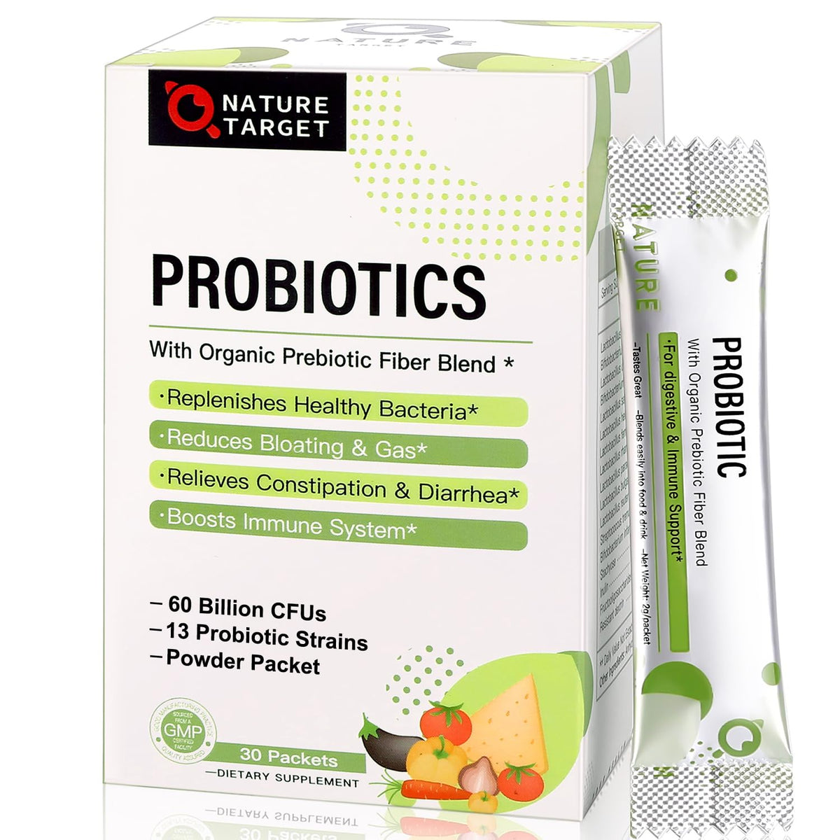 NATURE TARGET Poudre Probiotique 60 Milliards CFU sachets avant