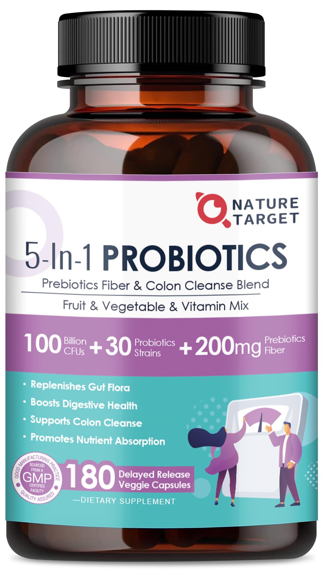 NATURE TARGET Probiotiques 180 Capsules Végétales - vue avant