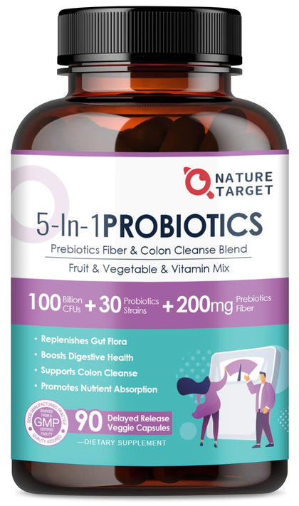 NATURE TARGET Probiotiques 90 Capsules Végétales - Vue de face