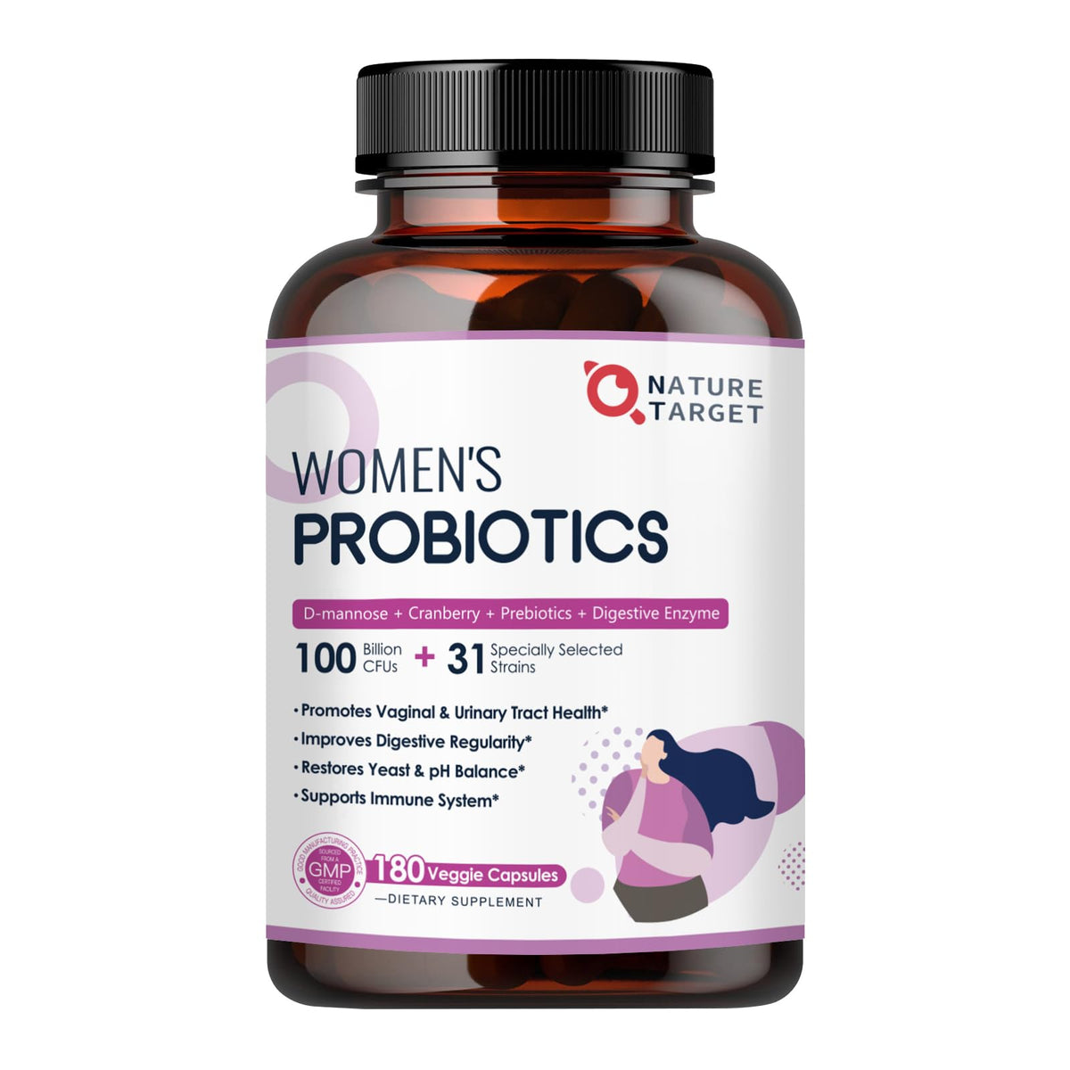 NATURE TARGET Probiotiques Femmes 100 Milliards CFU flacon avant