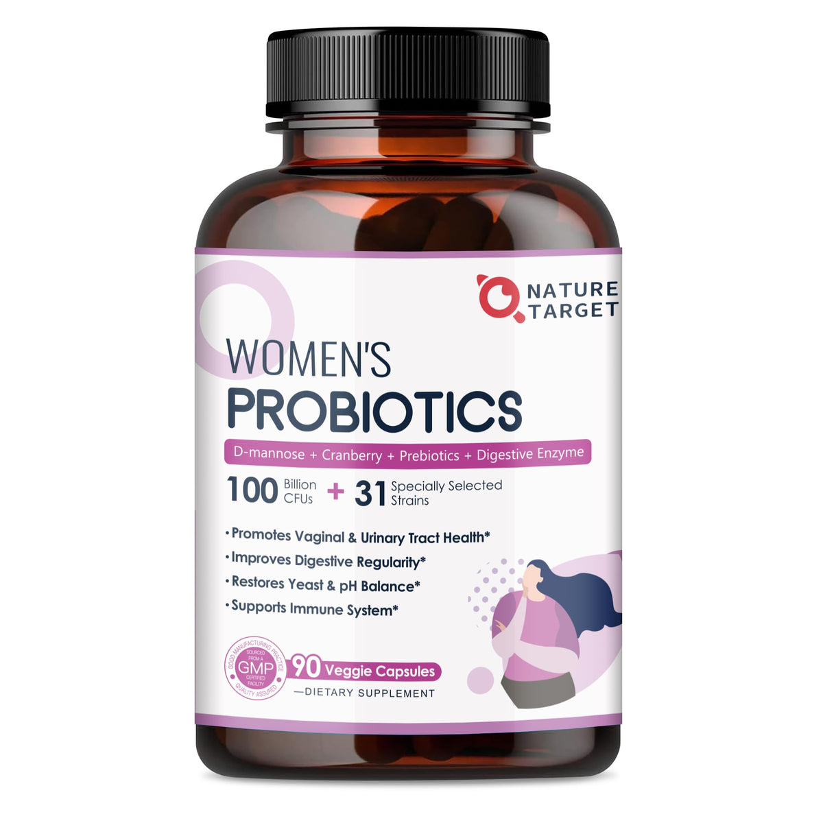 NATURE TARGET Probiotiques pour Femmes 90 capsules végétales dans l'emballage