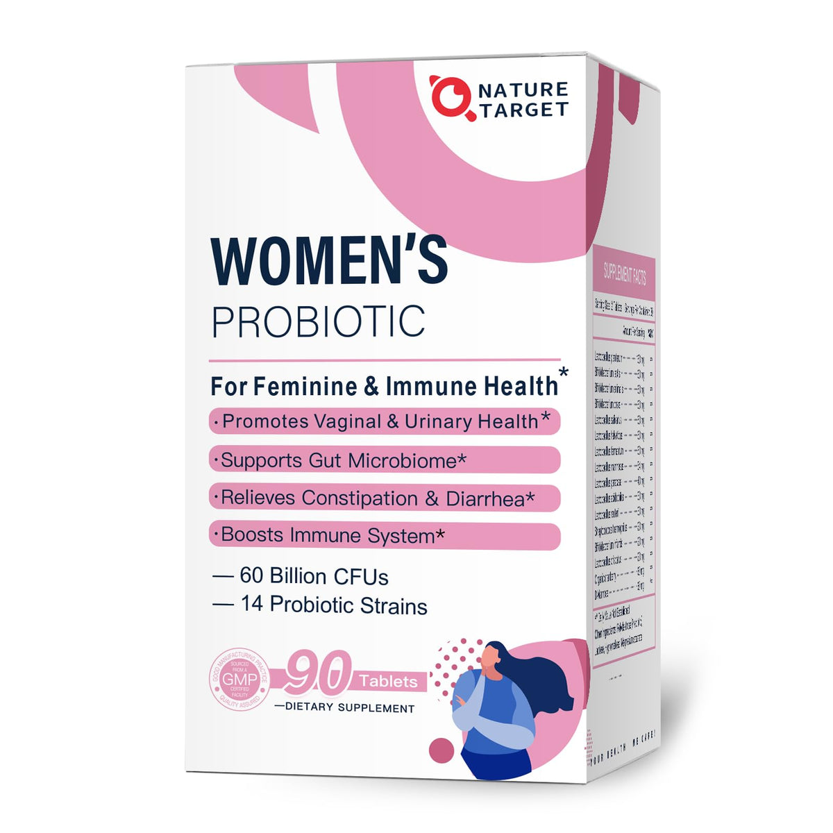 NATURE TARGET Probiotiques pour Femmes 90 comprimés vue de face