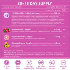 NATURE TARGET Probiotiques pour Femmes capsules avec ingrédients naturels en arrière-plan