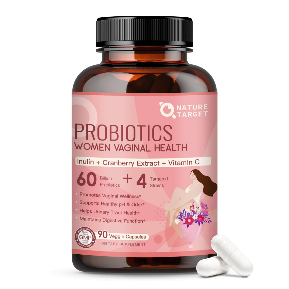 NATURE TARGET Probiotiques Vaginales 90 Capsules Végétales vue de face