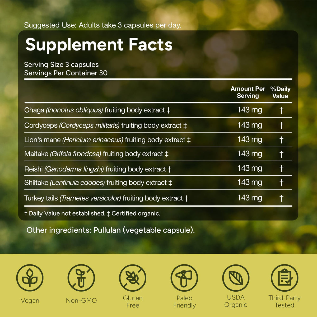 Naturealm 7 Champignons Capsules avec une tasse de café