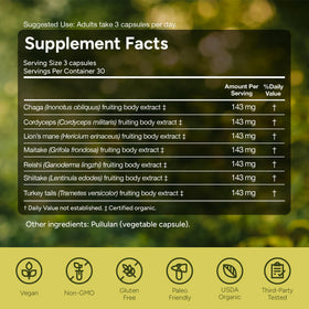 Naturealm 7 Champignons Capsules avec une tasse de café