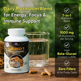 Naturealm Complément Alimentaire Champignons 7-en-1 capsules avec étiquette