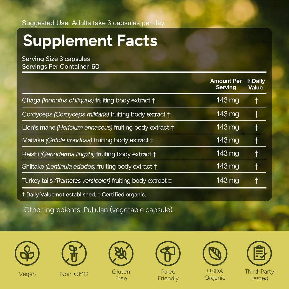 Naturealm Complément Alimentaire Champignons 7-en-1 capsules avec une cuillère