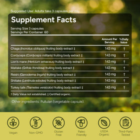 Naturealm Complément Alimentaire Champignons 7-en-1 capsules avec une cuillère
