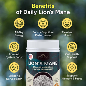 Naturealm Poudre de Mane de Lion Bio 60 Portions contenant ouvert