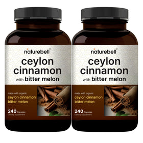 NatureBell 2 packs de capsules de cannelle de Ceylan et melon amer, vue de face