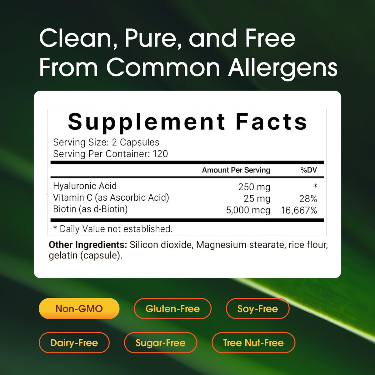 NatureBell Acide Hyaluronique 250mg 240 Capsules avec étiquettes