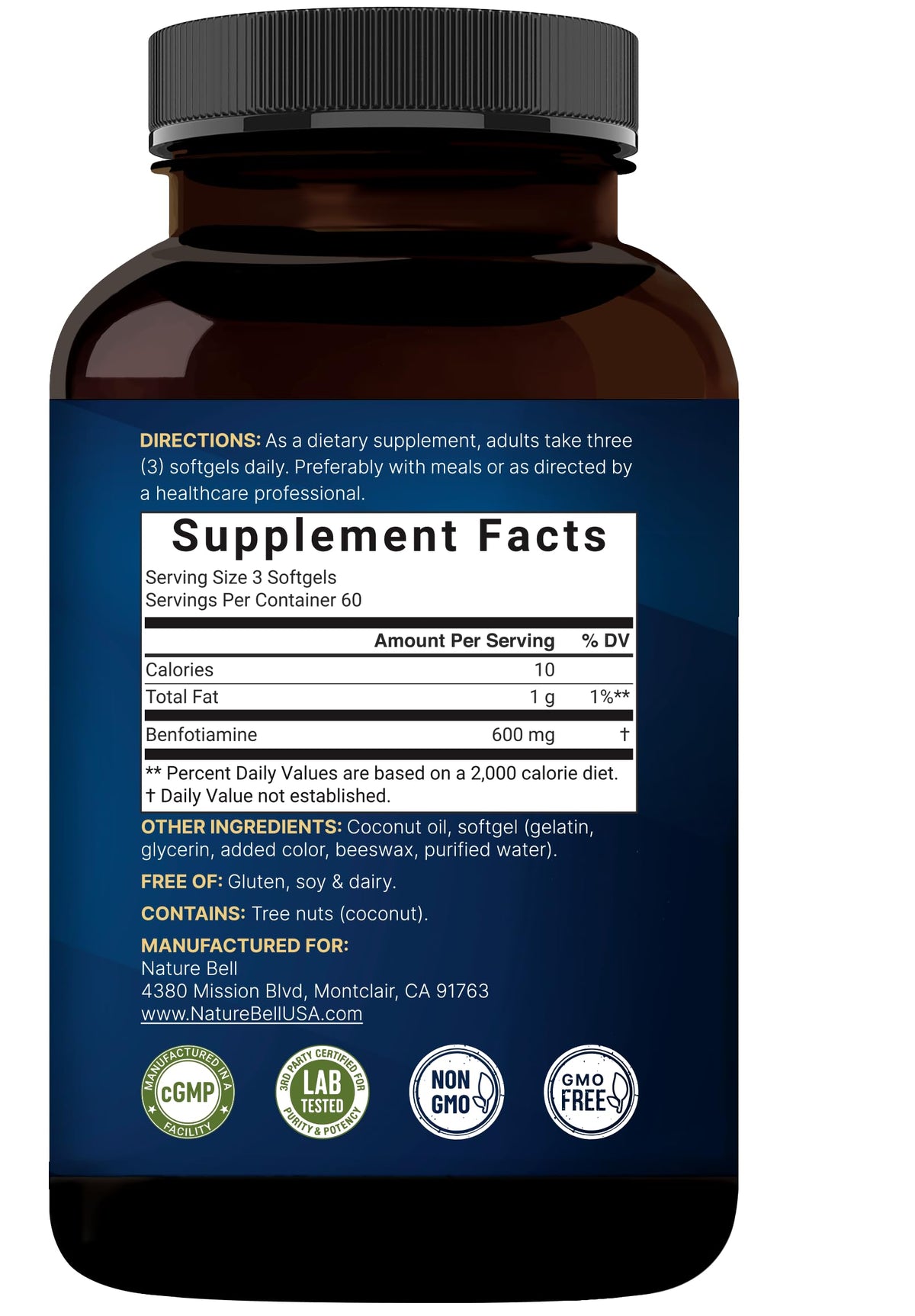 NatureBell Benfotiamine sur fond naturel
