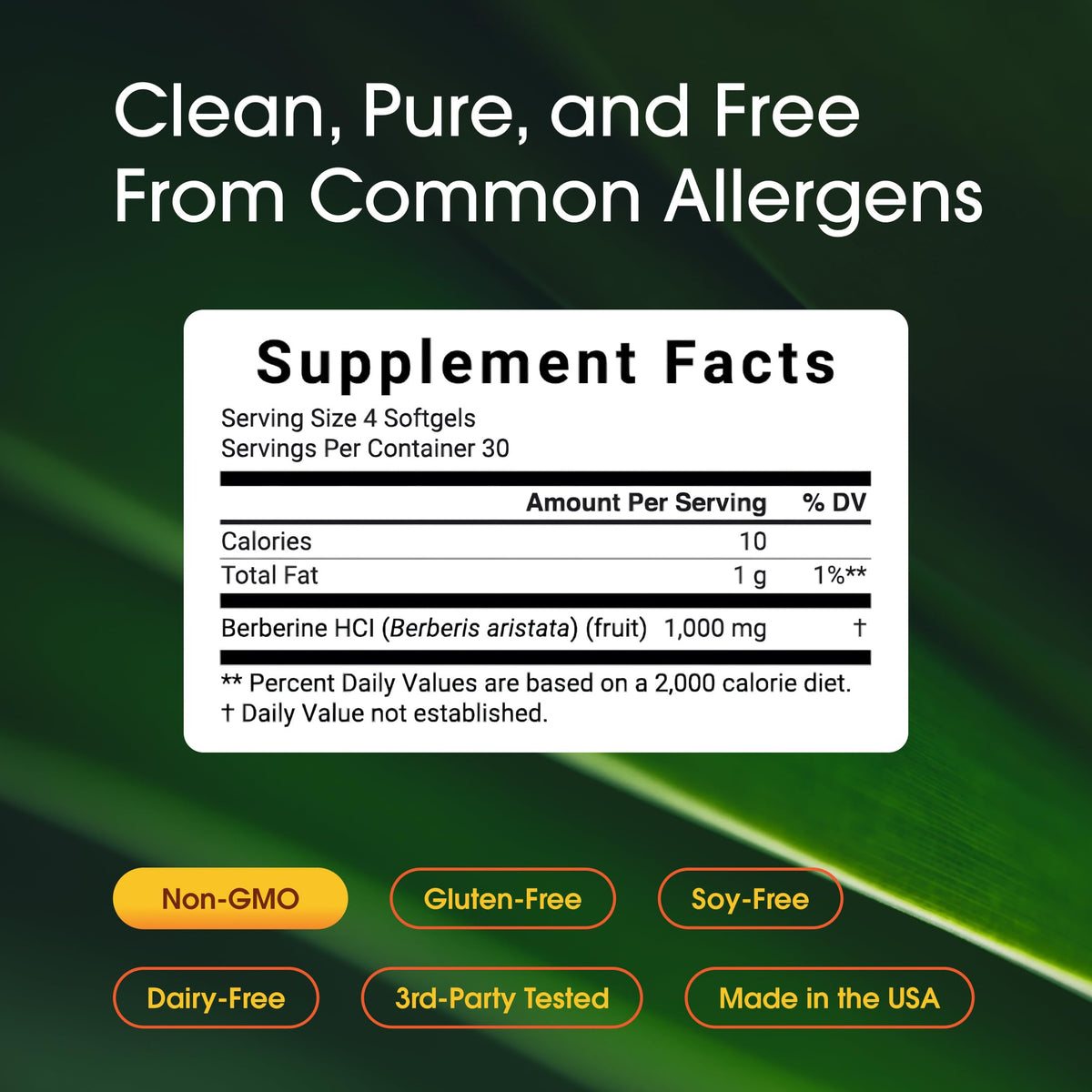 NatureBell Berberine 1 000 mg étiquette arrière