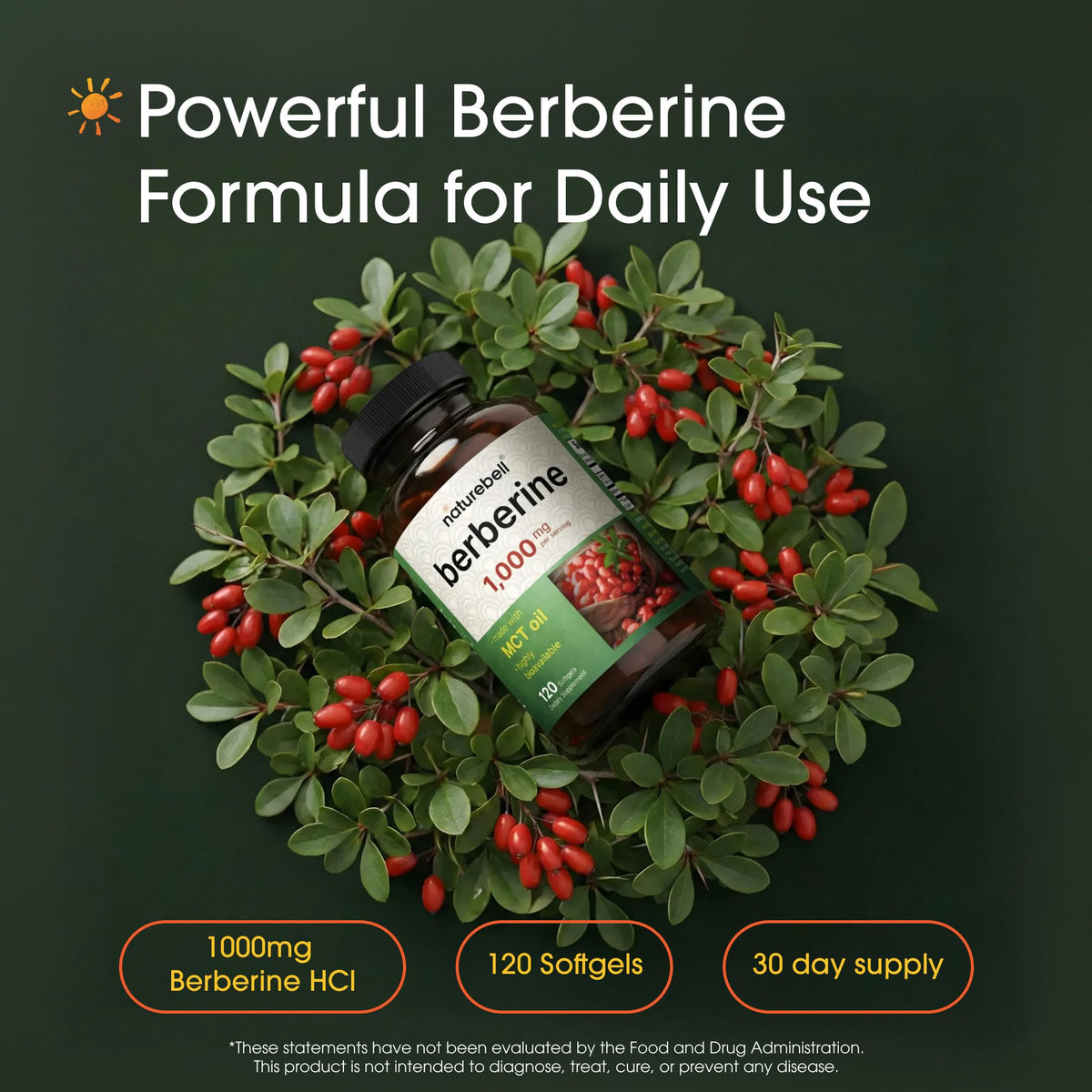 NatureBell Berberine 1 000 mg gélules à l'intérieur