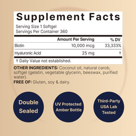 NatureBell Biotine 10 000mcg gélules packaging side view