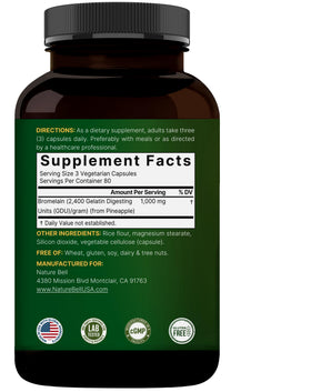 NatureBell Bromélaïne 1000mg, emballage et capsules