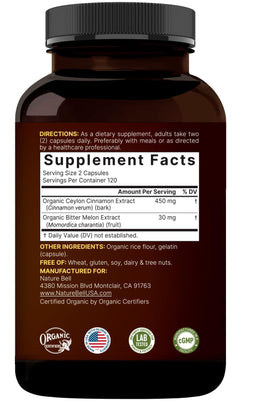 NatureBell capsules avec échantillon de cannelle de Ceylan et melon amer