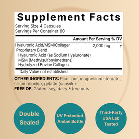 NatureBell capsules d'acide hyaluronique avec étiquette visible