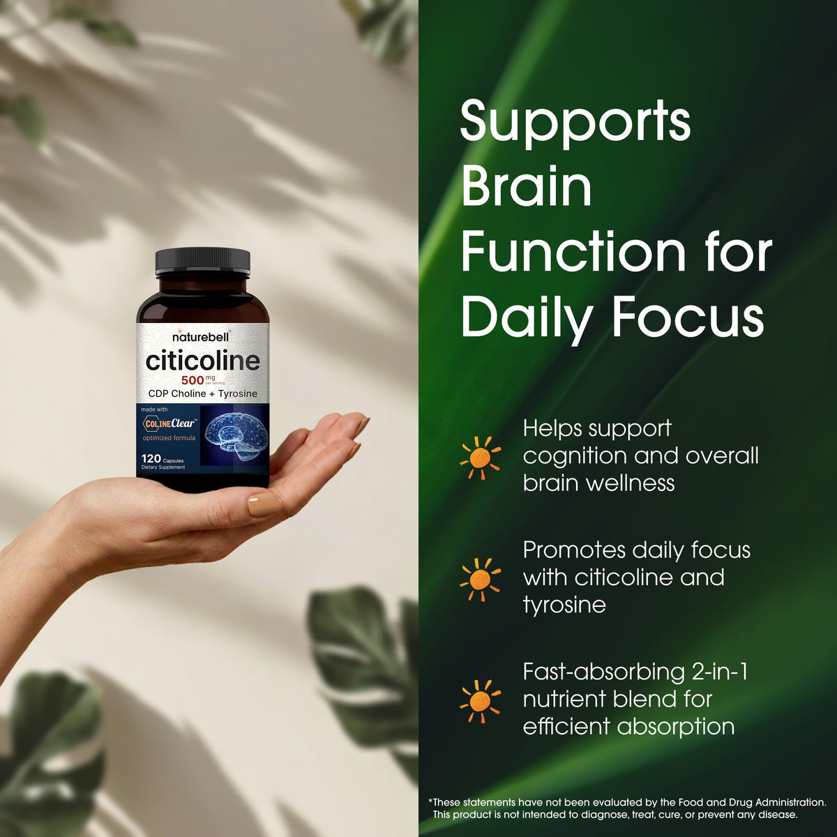 NatureBell Citicoline 500mg product label close-up