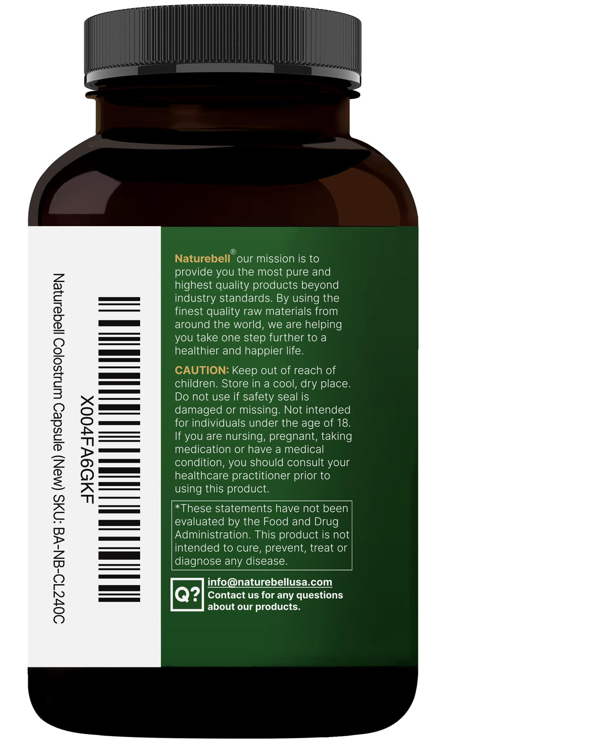 NatureBell Colostrum 1 000mg 240 capsules avec éclairage naturel