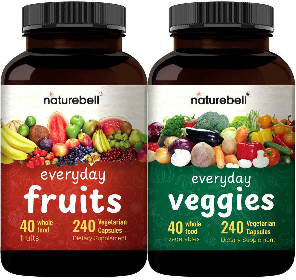 NatureBell complément alimentaire fruits et légumes 480 capsules vue de face