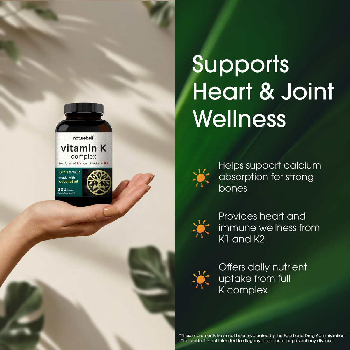 NatureBell Complex de Vitamine K 2 600mcg, gélules en gros plan
