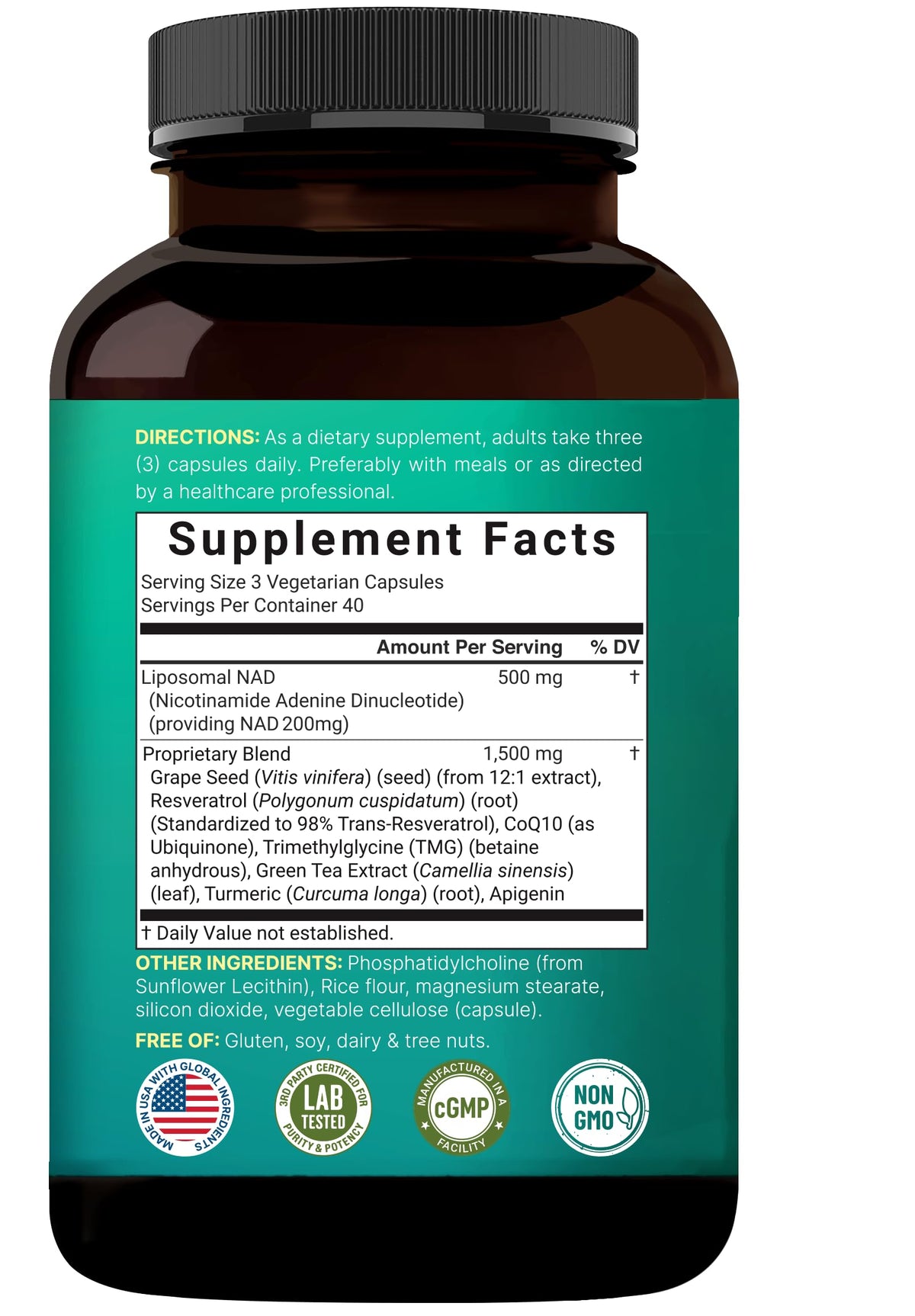 NatureBell Complex Liposomal NAD+ 2000mg sur une table en bois