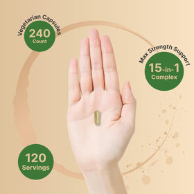 NatureBell Complexe 15-en-1 Hépatique gélules végétales avec un verre d'eau