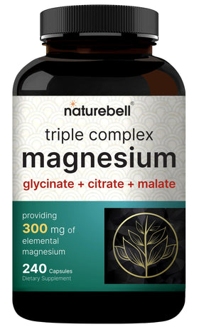 NatureBell Complexe de Magnésium Triple 240 capsules avec verre d'eau