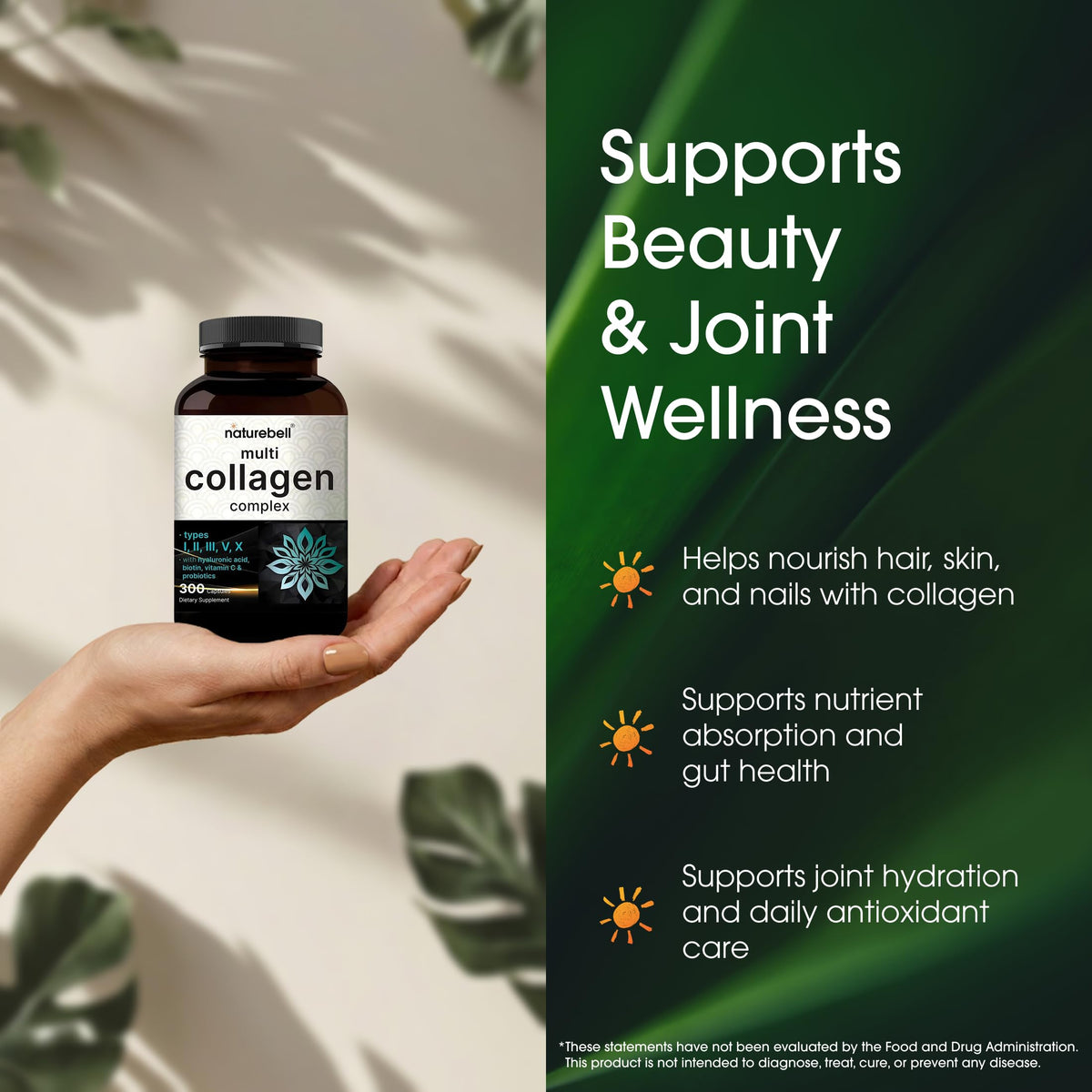NatureBell Complexe Multi-Collagène 300 capsules ouvertes montrant les capsules
