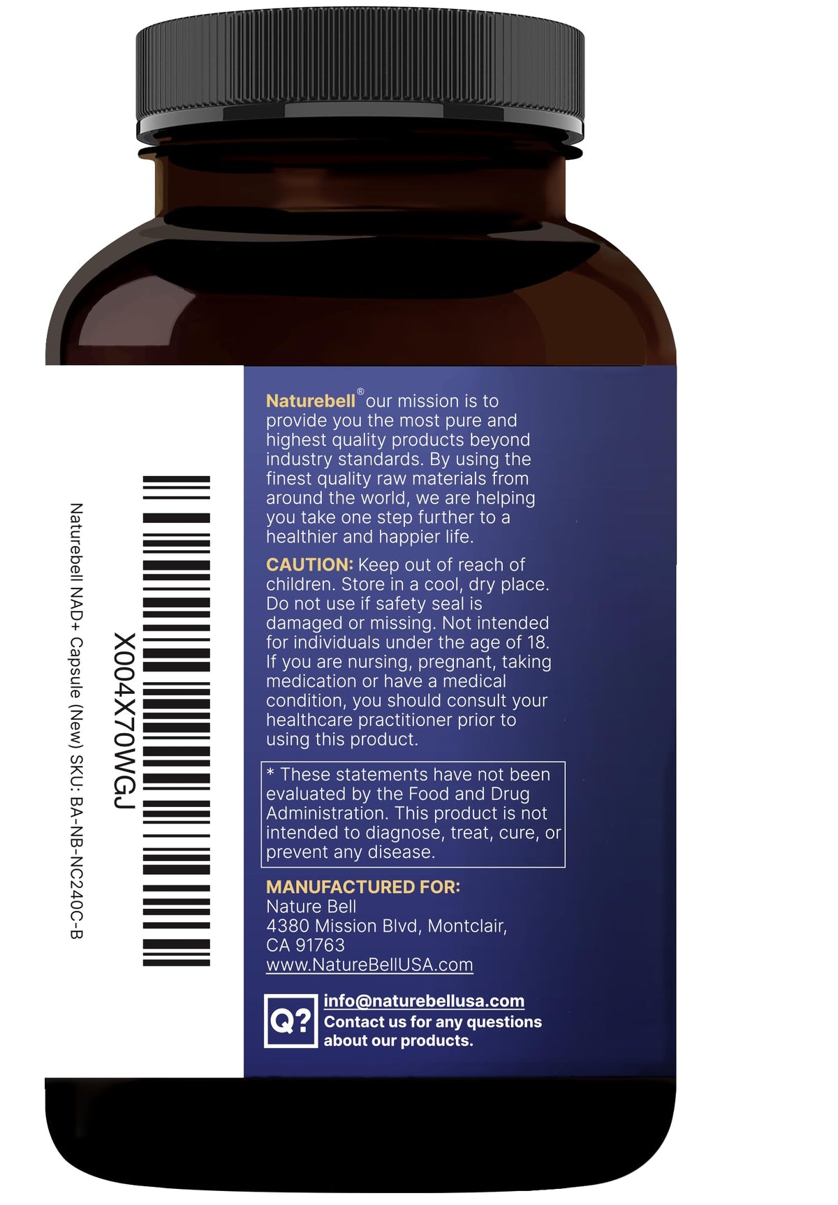 NatureBell Complexe NAD+ 11-en-1 gélules végétales sur table