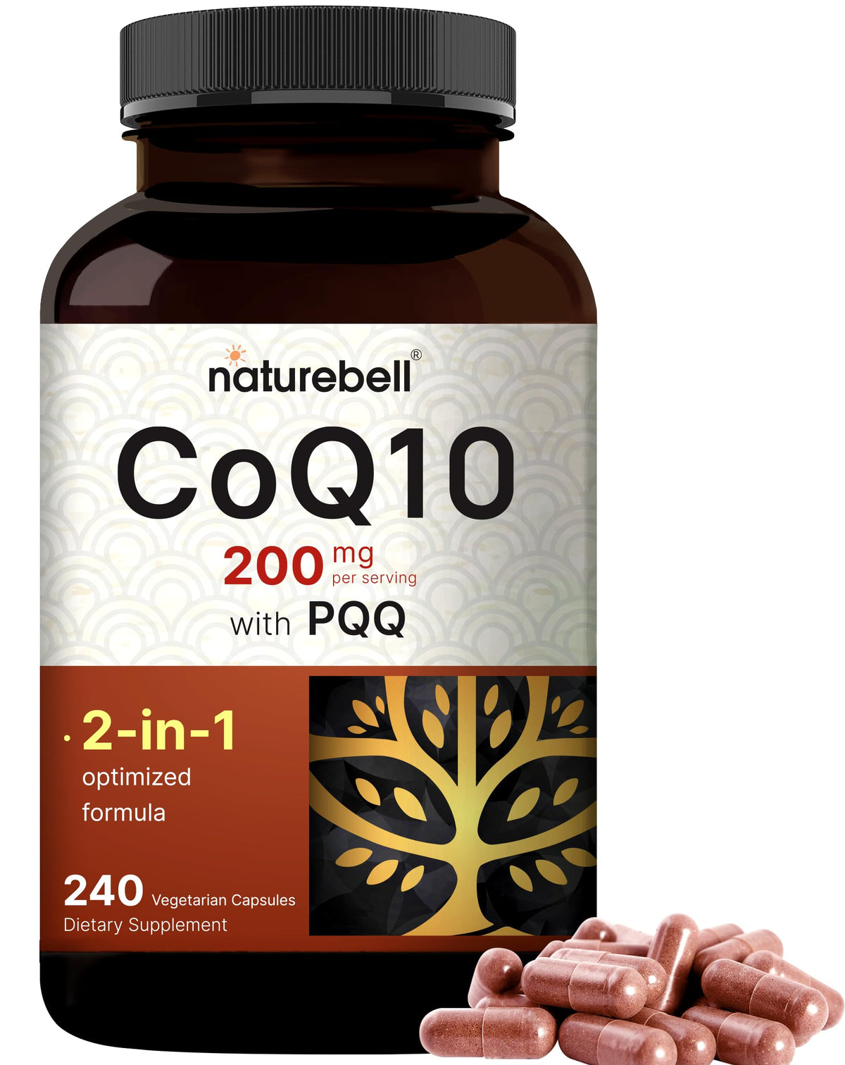 NatureBell CoQ10 200mg avec PQQ 240 capsules végétales avant