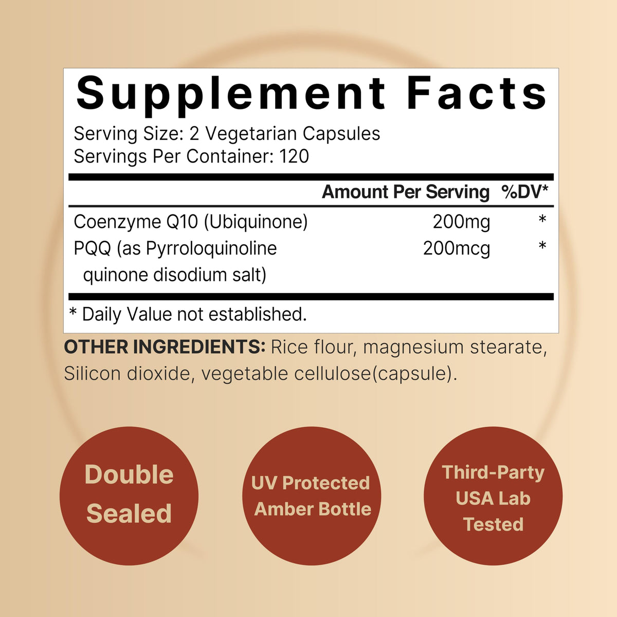 NatureBell CoQ10 200mg avec PQQ côté de l'emballage
